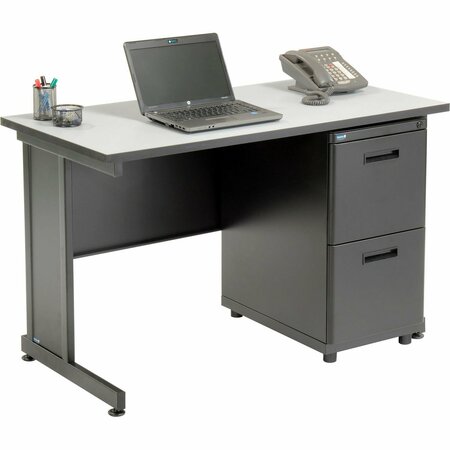 INTERION BY GLOBAL INDUSTRIAL Interion Office Desk with 2 Drawers, 48in x 24in, Gray 670077GY